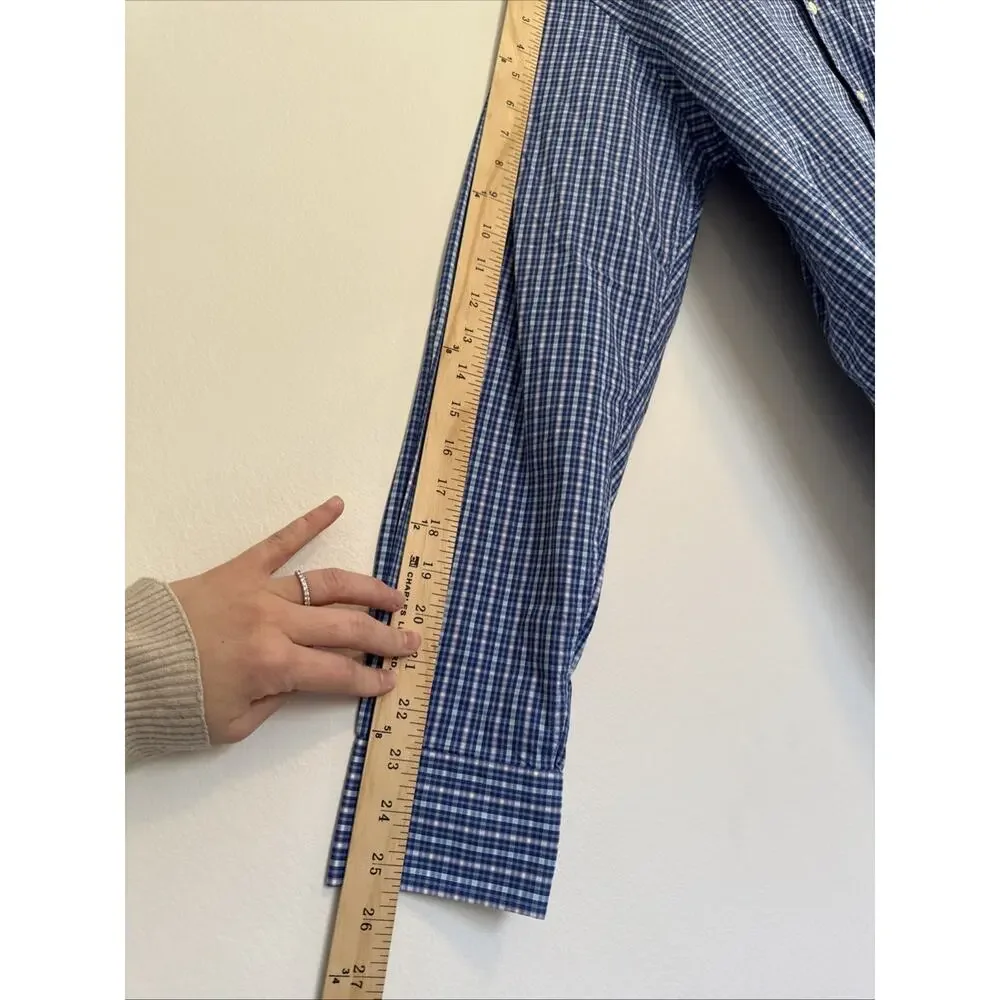 Peter Millar Shirt Mens Large Crown Comfort Gingham Plaid Long Sleeve Button